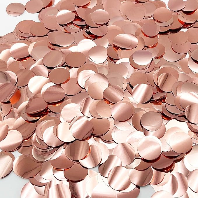 Rose Gold Confetti 5000 Pieces 1 Inch Table Confetti Glitter Dots for Wedding Baby Shower Birthday Party Table Decorations(1.76 OZ)