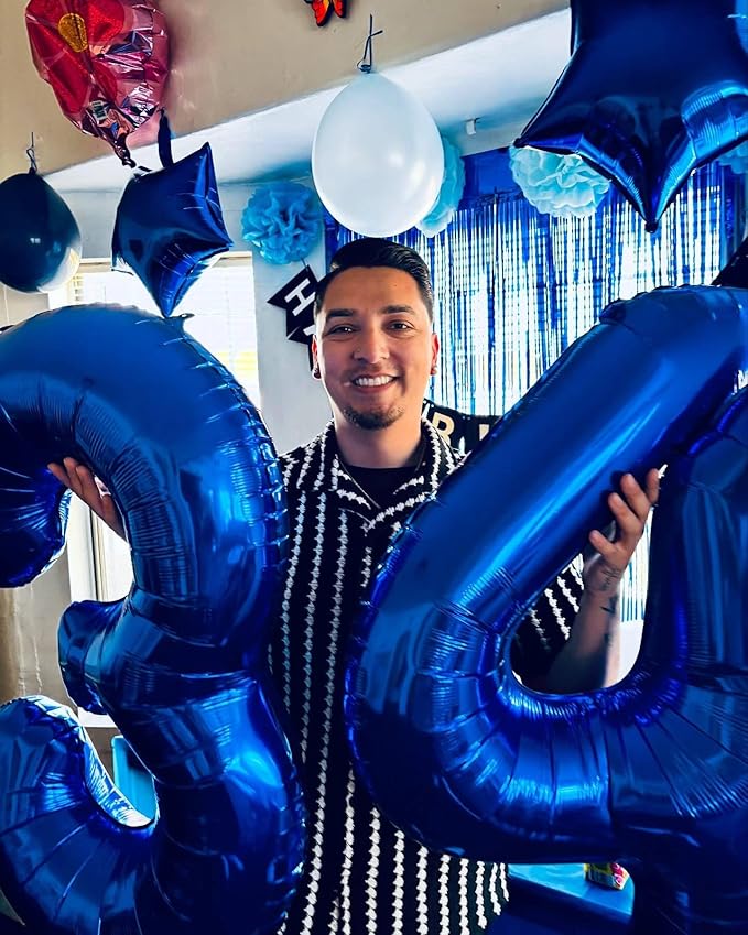 Night Blue Number 8 Balloon 40 Inch, 8th Birthday Party Decorations for Children, Giant 8 Foil Balloon for Party Supplies