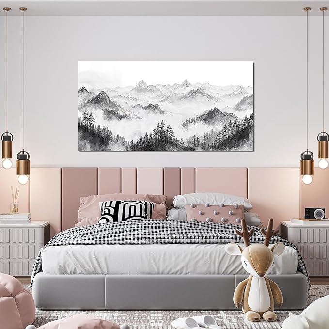 Canvas Wall Art Decor Wall Art Pictures for Living Room Art Work for Wall Decor Mountain Landscape Wall Art Prints Artwork for Walls Forest Wall Decorations Bedroom Home Aesthetic Wall Art Decor 20" X 40"