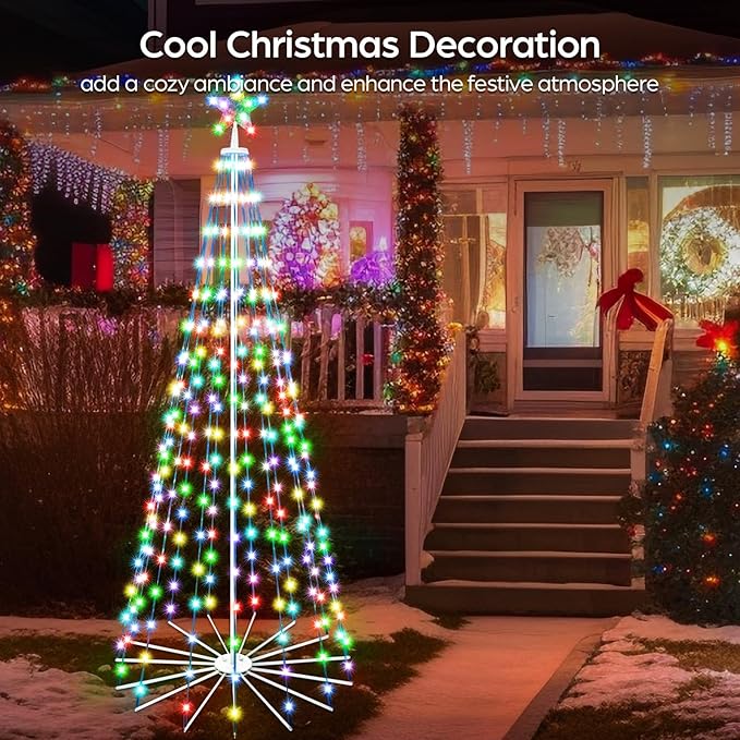 7 FT Outdoor Christmas Tree,Smart APP Remote Control RGB Color Changing DIY Timer LED Christmas Tree for Indoor Outdoor Decorations (7FT)