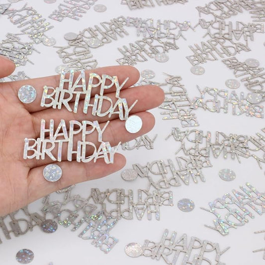 Birthday Confetti - Glitter Happy Birthday Table Decorations, 270 PCS Iridescent Holographic Party Decorations