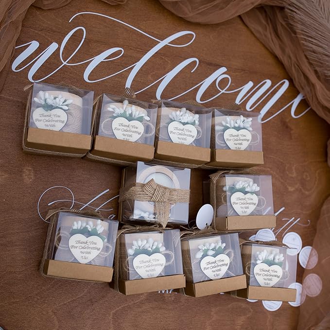 10 Piece Set of Wooden Tealight Candle Holders, Wedding Candle Favors, Baby Shower Favors, Return Favors, Bridal Shower Favors for Guests.(Light brown)