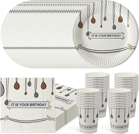 120 PCS It Is Your Birthday Disposable Birthday Party Supplies Set, The Office Merchandise Party Decoration Paper Cups, Plates and Napkins for The Office TV Show Fans Family, Friends and Coworkers