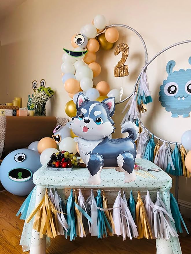 3D Animal Dog Balloons,Standing Pet Puppy Dog Balloon Husky Balloon For Birthday Party Supplies Decoration,Kids Animal Theme Doggy Mylar Foil Balloons Gift