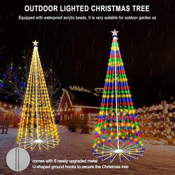 10FT 516LEDS Outdoor Lighted Christmas Tree, Smart Cone Tall Pop Up with Star, Timer, Waterproof, APP & Remote, Music Sync, Multicolor/WarmWhite, Outside Xmas Yard Porch Decor