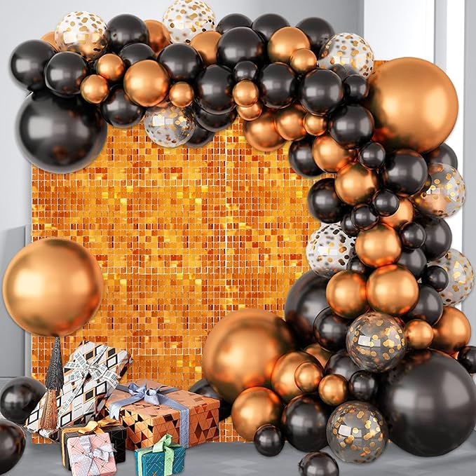 36 PCS Orange Shimmer Wall Backdrop, Square Sequin Photo Backdrops Panel, Glitter Wall Background for Birthdays, Weddings, Halloween, Engagements, Disco Bachelorette Party Decoration (6FTx6FT)