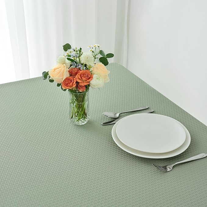 maxmill Square Tablecloth Water Resistance Antiwrinkle Spill Proof Weaved Texture Table Cloth, Decorative Fabric Table Cover for Banquet Parties Event Holiday Dinner, 70 x 70 Inch, Sage Green