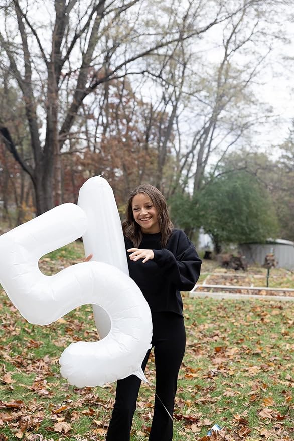 White Number 8 Balloon 40 Inch, 8th Birthday Party Decorations for Children, Giant 8 Foil Balloon for Party Supplies