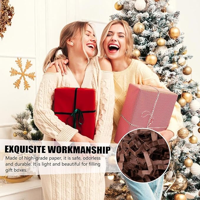 1 LB Brown Crinkle Cut Paper Shred Filler Great for Gift Wrapping, Basket Filling, Birthday, Wedding, Halloween, Thanksgiving Christmas Day, New Year Party Decorations Filling Supplies