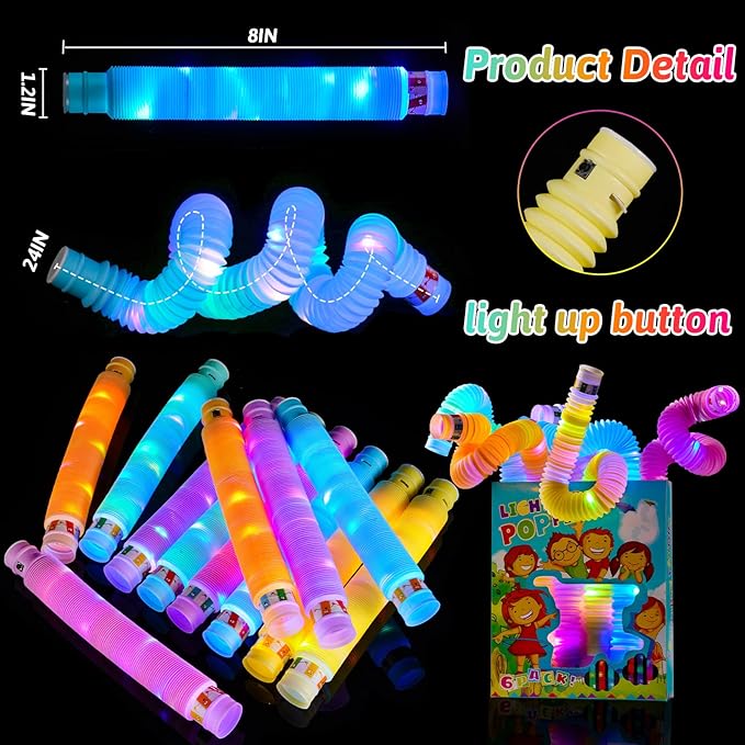 12 PCS Glow Sticks Pack, Glow in Dark Party Favor Supplies, Halloween Light Up Light up Bracelets Accessories for Toddlers, Neon Party Decorations for New Years Eve Birthday Camping