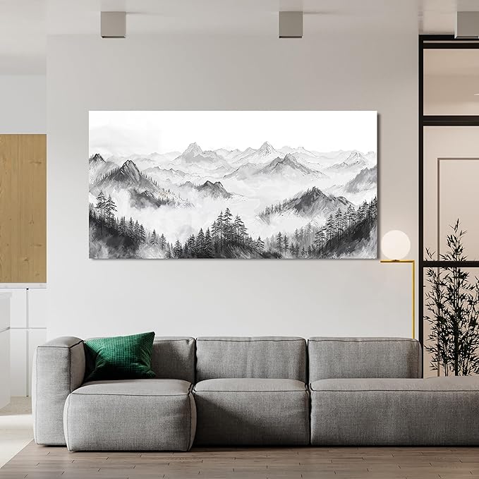 Canvas Wall Art Decor Wall Art Pictures for Living Room Art Work for Wall Decor Mountain Landscape Wall Art Prints Artwork for Walls Forest Wall Decorations Bedroom Home Aesthetic Wall Art Decor 20" X 40"