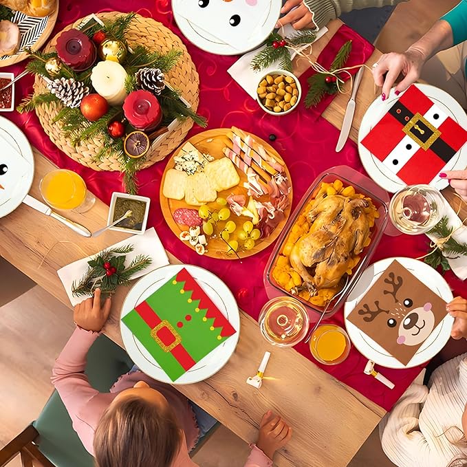 120 Pcs Christmas Cocktail Napkins Disposable Christmas Paper Napkins 3 Ply Xmas Party Dinner Napkin Decorative Beverage Napkin for Xmas Winter Holiday Kitchen Bathroom Party Supplies