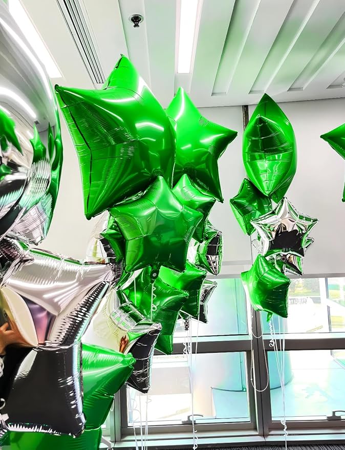 Star Balloons Green Star Shape Foil Balloons,20Pcs 18 Inch Foil Balloon Green Star Giant Mylar Balloon for Christmas Baby Shower Birthday Anniversary Wedding Party Decorations