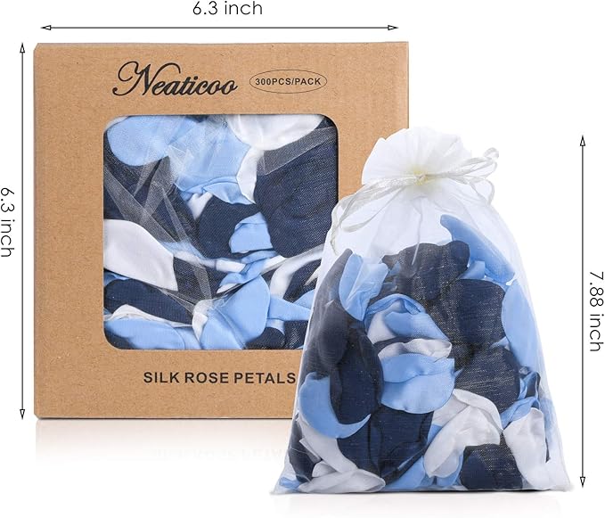 Silk Rose Petals 300pcs Navy Blue Flower Petals for Wedding Flower Girl Anniversary Table Centerpieces Party Favor Valentines Day Decoration