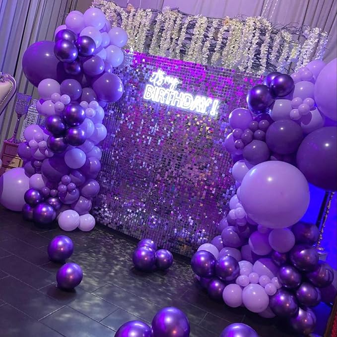Purple Mixed Balloons, 60 PCS 12inch Lavender Balloons Metallic Purple Confetti Latex Balloon for Girls Women Birthday Baby Shower Bridal Shower Wedding Party Decorations