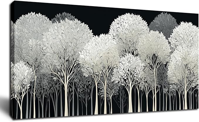 Black and White Tree of Life Wall Art for Living Room Abstract Forest Print Picture Framed Large Canvas Wall Decor for Bedroom Office Bathroom Modern Home Botanical Landscape Wall Decorations Artwork Size 20x40 Ready to Hang