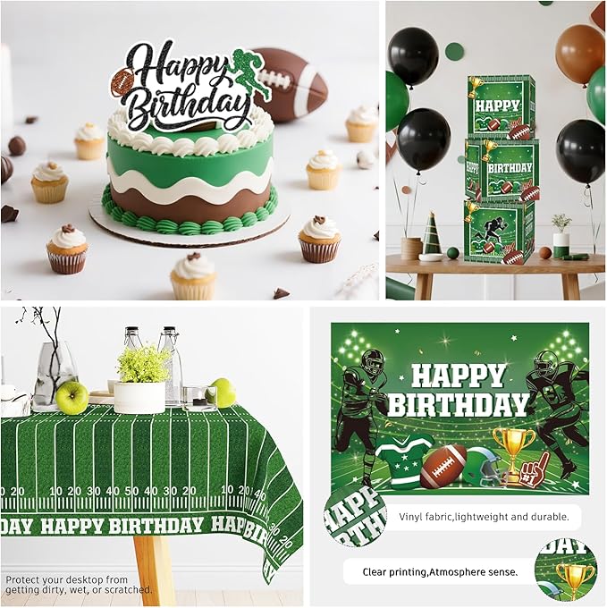 cocomigo 245 Pcs Football Birthday Party Decorations Football Birthday Banner Balloons Plates and Napkins Tablecloth Backdrop for Game Day Touchdown Sports Theme Party Supplies