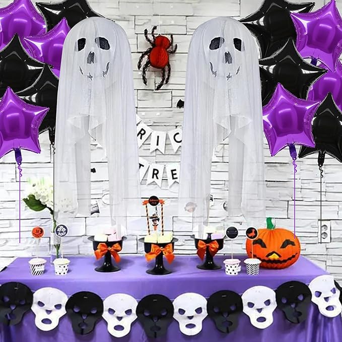 TONIFUL 30Pcs 18 Inch Large Purple Black Star Shape Foil Balloons Big Stars Helium Mylar Ballons for Halloween Birthday Wedding Baby Shower Anniversary Engagement Party Decorations Supplies