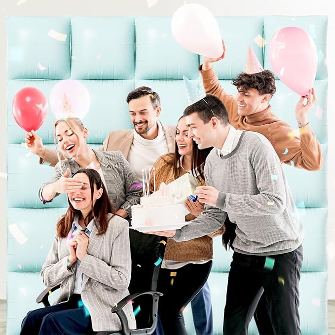 NISOCY 25PCS Pastel Green Square Foil Balloons Wall Backdrop Double Sided Pastel Green Balloons Arch Kit for Birthday Baby Bridal Shower Gender Reveal Easter Wedding Anniversary Party Decorations