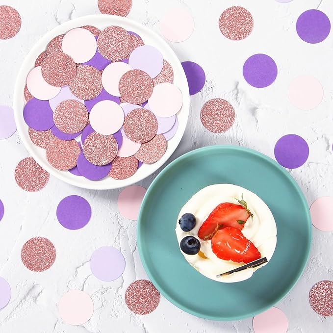 Rose-Gold Pink-Purple Party Decorations Confetti - 300pcs Baby Shower Decorations for Girl Women Birthday Table Scatter,Bachelorette Wedding Engagement Decor Lasting Surprise