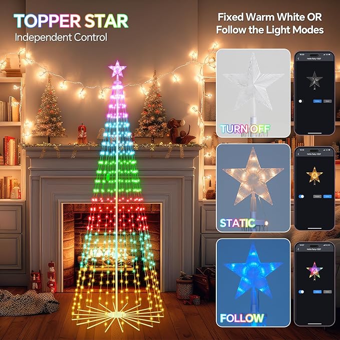 9 FT Outdoor Christmas Tree,Smart APP Remote Control RGB Color Changing DIY Timer 460 LED Christmas Tree for Indoor Outdoor Decorations