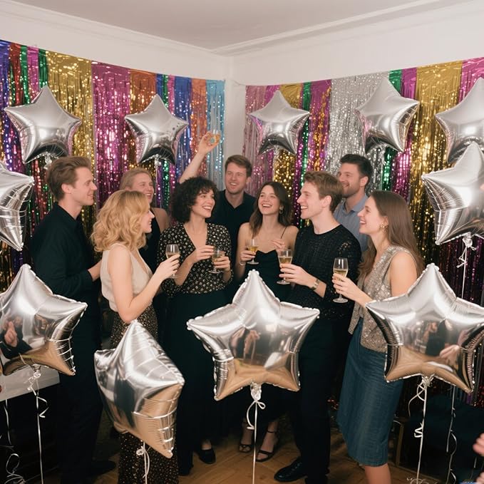 Silver Star Balloons Christmas Gifts Graduation Foil Balloons Mylar Balloon For Helium Metallic 12pcs 18 Inch Silver Birthday Decorations Room Decor Party Decorations Baby Shower Anniversary Wedding