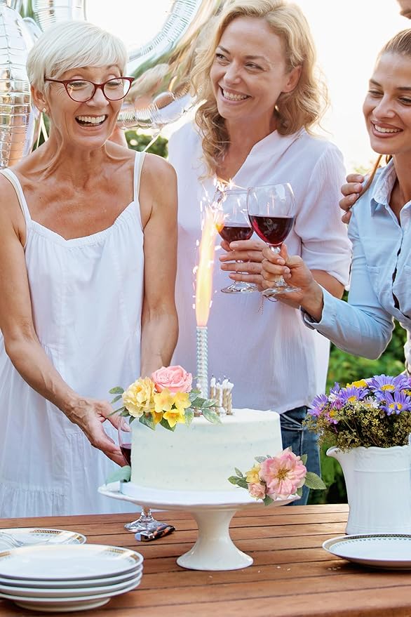 Cake Toppers Flowers,3 Pieces Hand-made Silk Flowers Cake Decorations for Birthday Baby Shower Wedding Valentine's Day Celebration Boho Party Supplies (Pink Yellow)