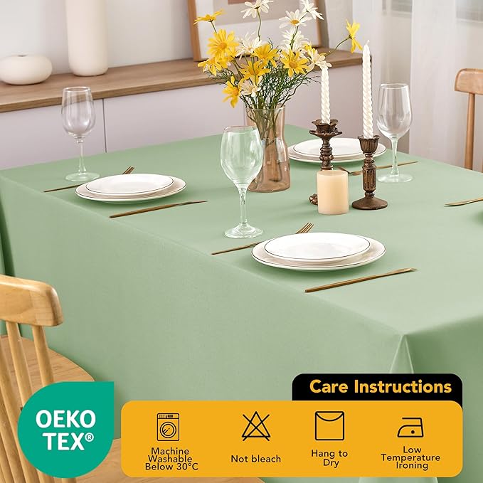 10-Pack Sage Green Tablecloths for Rectangle Tables, 60 x 120 Inches, Stain-Resistant Polyester Fabric for 6 Foot Tables - Washable Table Covers for Weddings, Birthday Parties, Events