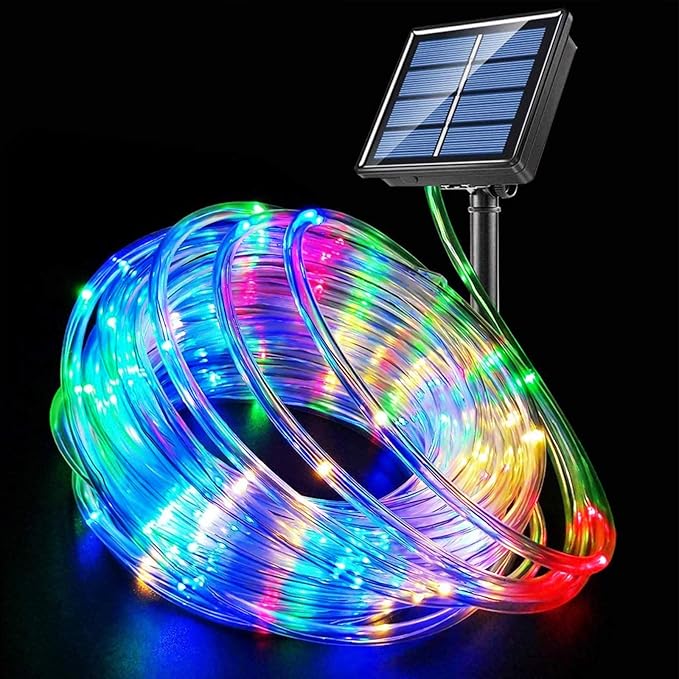 Solar Rope Light 33FT 100L IP65 Weatherproof Outdoor LED Copper Fairy String Tube Lights for Party Garden Porch Yard Home Wedding Vacation Daily Holiday Decoration Lighting(Multi Color)