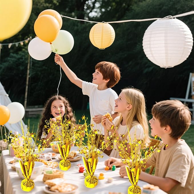 6 Pack Metallic Foil Spray Centerpiece Star Table Decoration Burst Table Centerpieces for Birthday New Years Nye Wedding Anniversary Graduation Holiday Party Supplies Decor, Gold