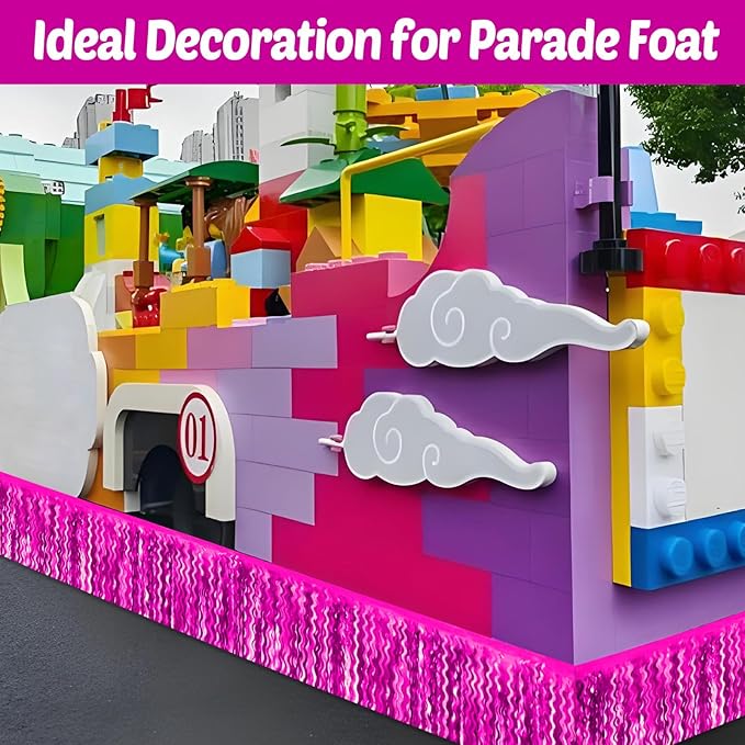 6 Pack 10 Feet Rose Red Wave Foil Fringe Garland Metallic Tinsel Streamers Banner Wall Hanging Curtain Backdrop for Parade Floats, Mother's Day, Easter, Wedding, Birthday Party Decoration