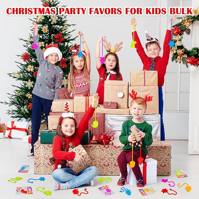 200 PCS Bulk Christmas Giveaways for Kids,Sticky Hands Toys Gifts for Toddlers,Christmas Party Favors Supplies Goody bag Stocking Stuffers for Boys Girls,School Classroom Daycare Prizes for Students