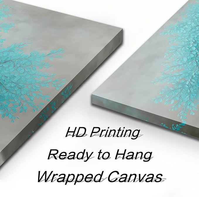 Tree of Life Wall Art for Living Room Bedroom Teal Blue Nature Print Picture Painting Large Framed Wall Decor for Bathroom Office Modern Home Botanical Landscape Wall Decorations Artwork Size 24x48 Ready to Hang