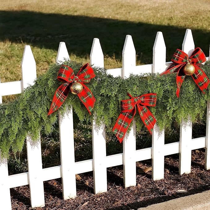 9FT Real Touch Cedar Garland for Fireplace - Artificial Christmas Garlands Realistic Faux Greenery Fake Pine Needles Garland for Holiday,Table, Window,Mantel,Stairs, Home,Indoor Outdoor Decor (2PCS)