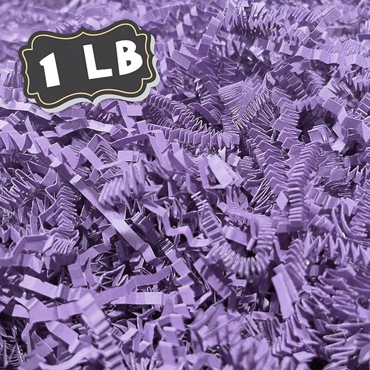 1 LB Light Purple Crinkle Cut Paper Shred Filler Great for Gift Wrapping, Basket Filling, Birthday, Wedding, Halloween, Thanksgiving, Christmas Day, New Year Party Decorations Filling Supplies
