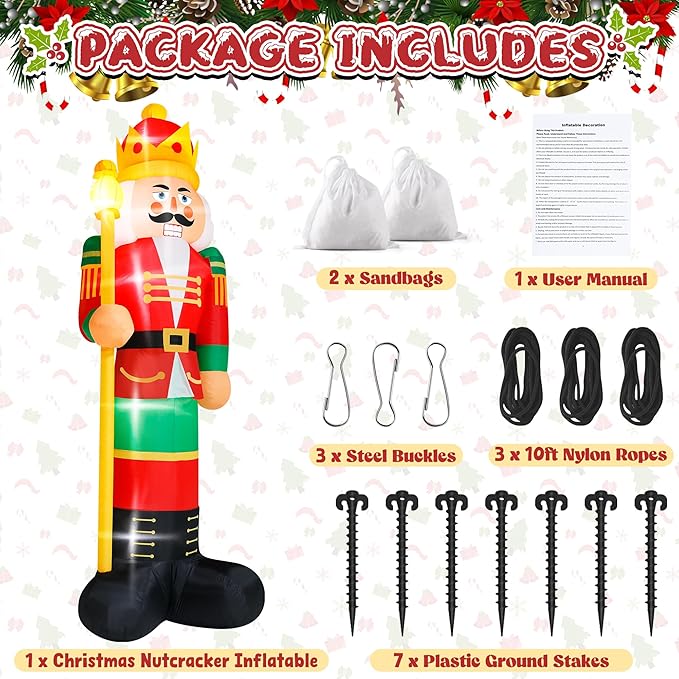 14FT Christmas Inflatables, Giant Christmas Inflatables Nutcracker, Lighted Christmas Soldier Yard Decorations, Blow Up Outdoor Christmas Decor for Holiday Xmas Party Indoor Lawn Christmas Eve