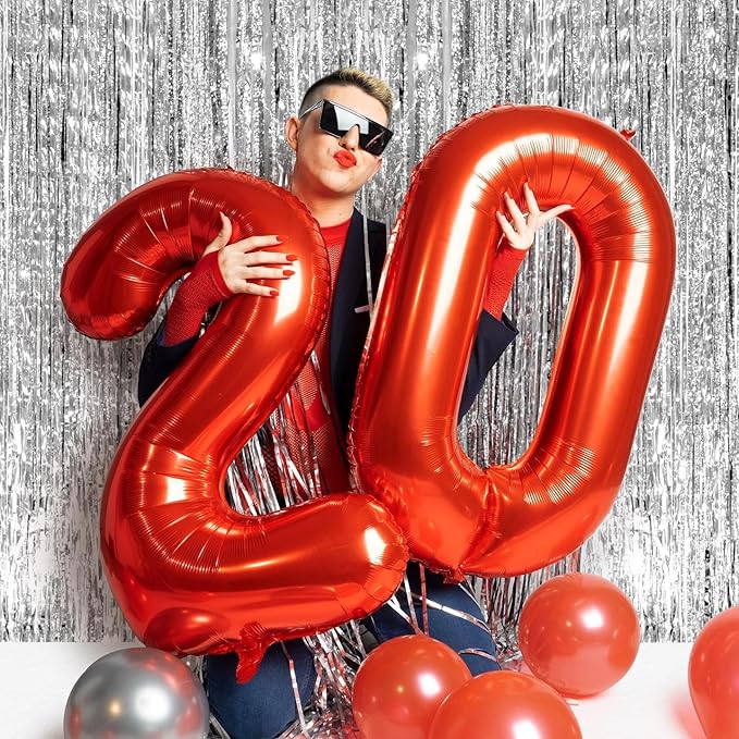 10 Balloon Number, Red Number 10th Birthday Balloons 40 Inch, 10 Years Old Red Birthday Decorations for Boys Girls, 10th Anniversary Decorations
