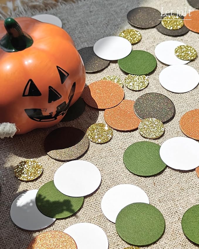 Brown Confetti Glitter Table Decorations Golden Greenery Scatter Surprise Paper Craft Supplies Anniversary Birthday Party Bridal Baby Shower Party Wedding Gift Circle Dots Decor 100 Pcs