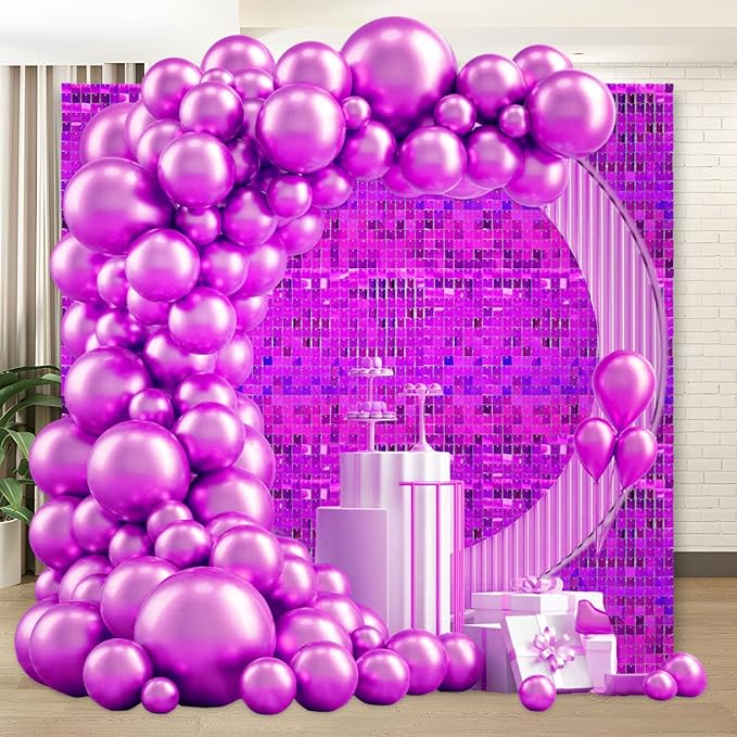 36 PCS Purple Shimmer Wall Backdrop, Laser Square Sequin Photo Backdrops Panel, Glitter Wall Background for Birthdays, Weddings, Halloween, Engagements, Disco Bachelorette Party Decoration (6FTx6FT)