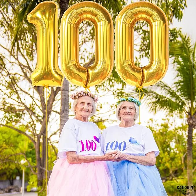 KatchOn, Large Gold 100 Balloon Number - 40 Inch | Foil Balloon for 100th Birthday Decorations | 100th Gold Balloons For Anniversary Decorations | Golden Birthday Party Decorations