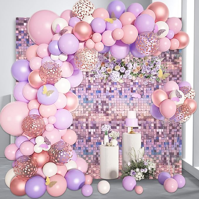 36 PCS Light Pink Shimmer Wall Backdrop, Laser Square Sequin Photo Backdrops Panel, Glitter Wall Background for Birthdays, Weddings, Halloween, Engagements, Disco Bachelorette Party Decoration (6x6FT)