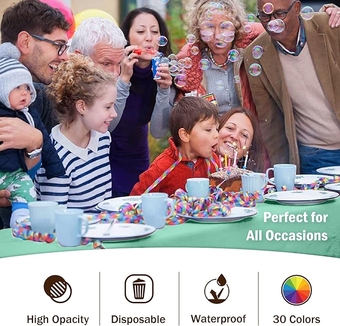 Party Solids 6-Pack Premium Plastic Tablecloth 54in. x 108in. Rectangle Plastic Table Cover - Mint