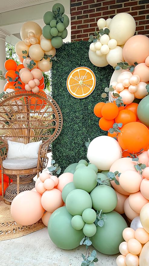 Sage Green and Orange Balloons, 12 Inch Green Brown Orange Balloons Olive Green Brown Beige Jungle Safari Wild Woodland Balloon for Birthday Wedding Baby Shower Party Decorations
