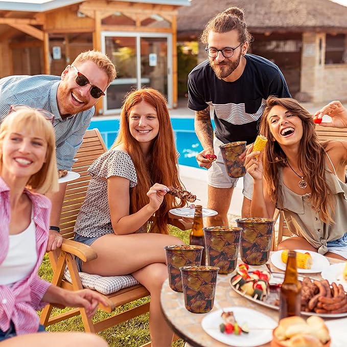 100 Pcs Disposable Stemless Glasses 12oz Plastic Cups PET Disposable Drinking Cups Cold Party Plastic Wine Glasses Classic Cup for Birthday Wedding Cocktail Halloween Christmas Party Supplies (Black)