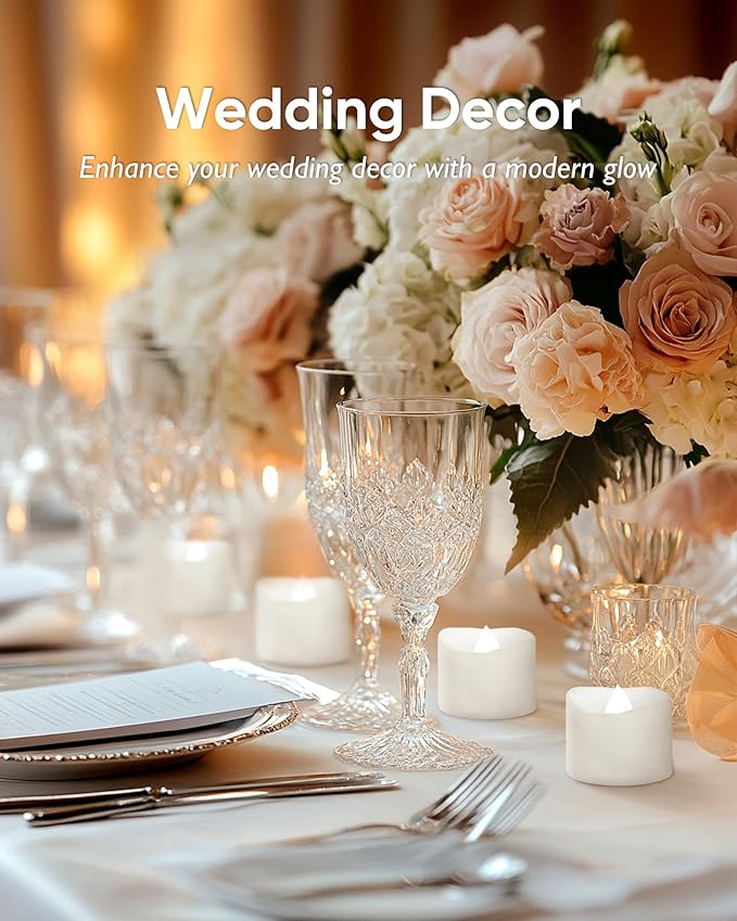 Homemory Cool White Flameless LED Tea Lights Candles, 200+Hour Battery Operated Fake Electric Votive TeaLights for Christmas, DIY Mood Lighting, Party, Holiday, Funeral, Home Decor, 24-Pack