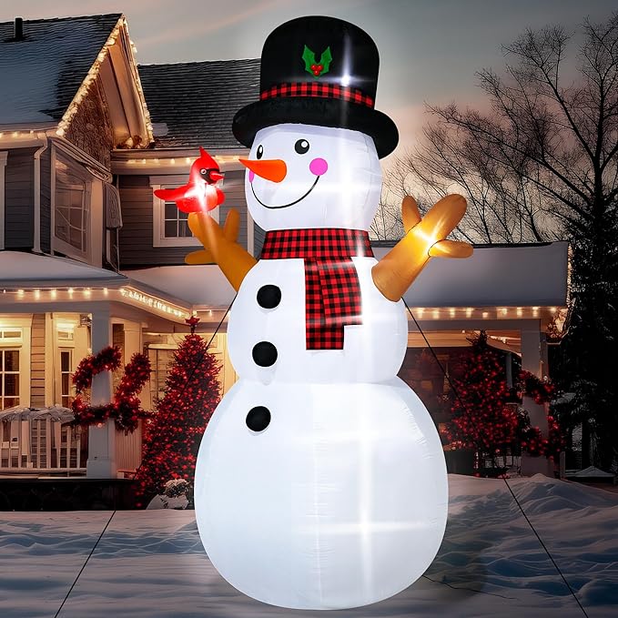 16FT Christmas Inflatable Snowman Outdoor Decorations, Giant Christmas Snowman, Holiday Blow Up Yard Decor with LED Lights, Waterproof & Sturdy for Lawn, Garden, Xmas Party