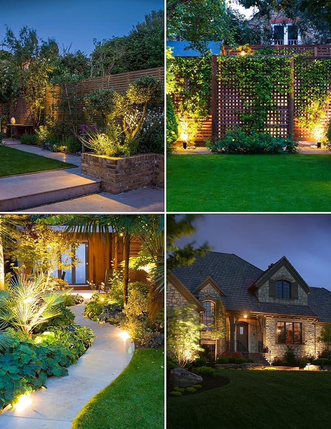 Zyan Solar Landscape Spotlights Outdoor, Auto On/Off, 3 Monocrystalline Panels & USB-C Powered 16200mAh Dusk to Dawn Lighting IP65 Waterproof Warm White LED Spot Lights for Yard Pathway Trees 12 Pack