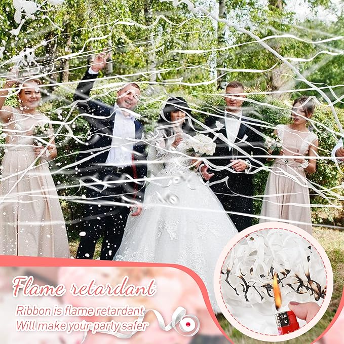 48Pack White Streamer Poppers,Hand Throw Streamer Poppers,No Mess Confetti Poppers for Birthday,Wedding,Party,Celebrations,School Opening,Graduation,Retirement Party (white 48pack)