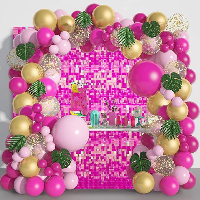 36 PCS Colorful Rose Shimmer Wall Backdrop, Square Sequin Photo Backdrops Panel, Glitter Wall Background for Birthdays, Weddings, Halloween, Engagements, Disco Bachelorette Party Decoration (6FTx6FT)