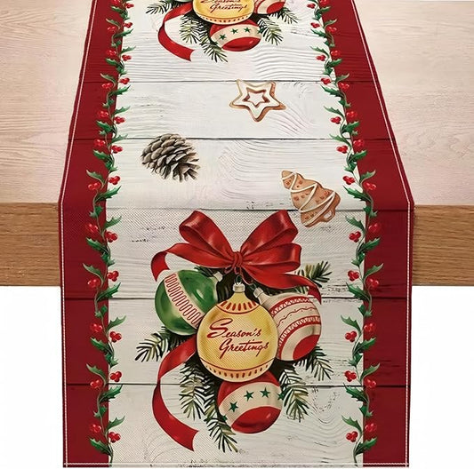 meleg otthon Christmas Table Runner, Bell Table Runner, Durable Washable Table Decorations Suitable for Home, Christmas, Kitchen, Dining Room Decorative (72 x 13 Inch)